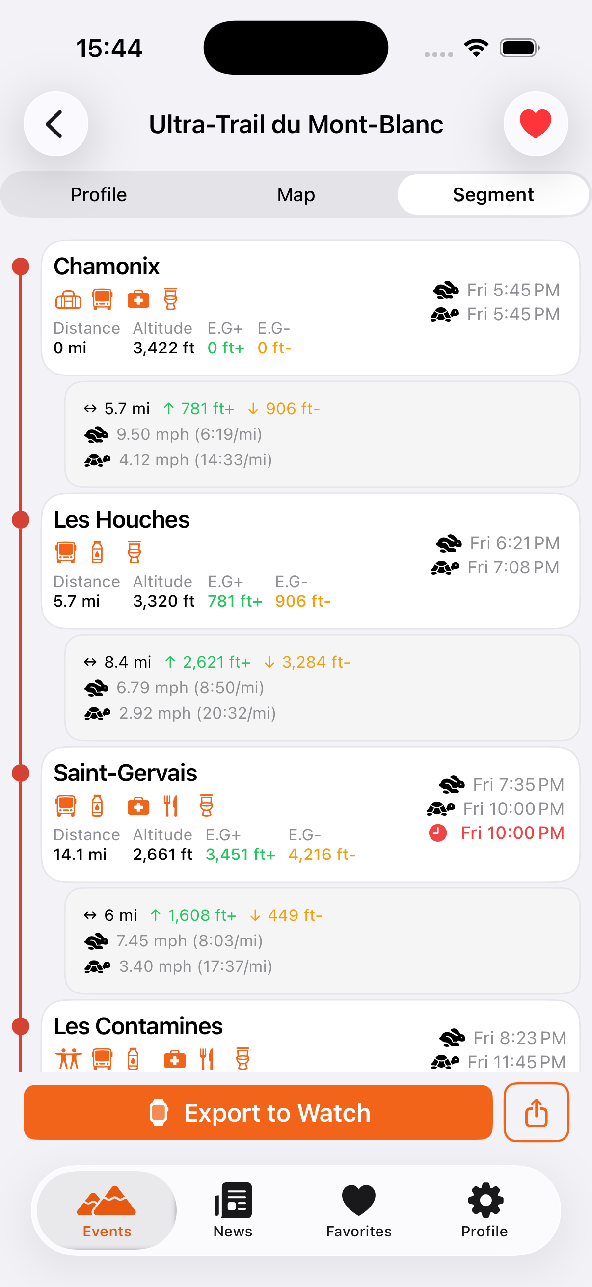 Aid station and segment details in TrailSight